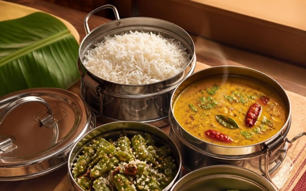 Ragi sangati with pappu, served at home