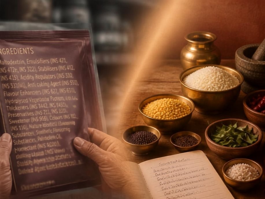 Rice cooked in a brass pot